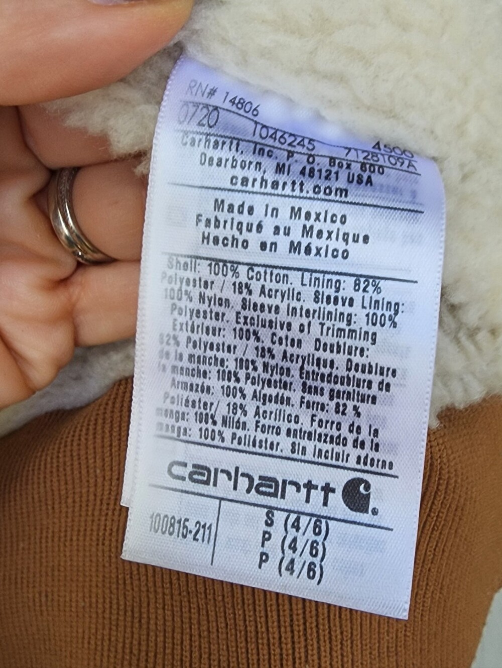 Carhartt Weathered Wildwood Sherpa Jacket Brown Sz Small - Picture 9 of 10